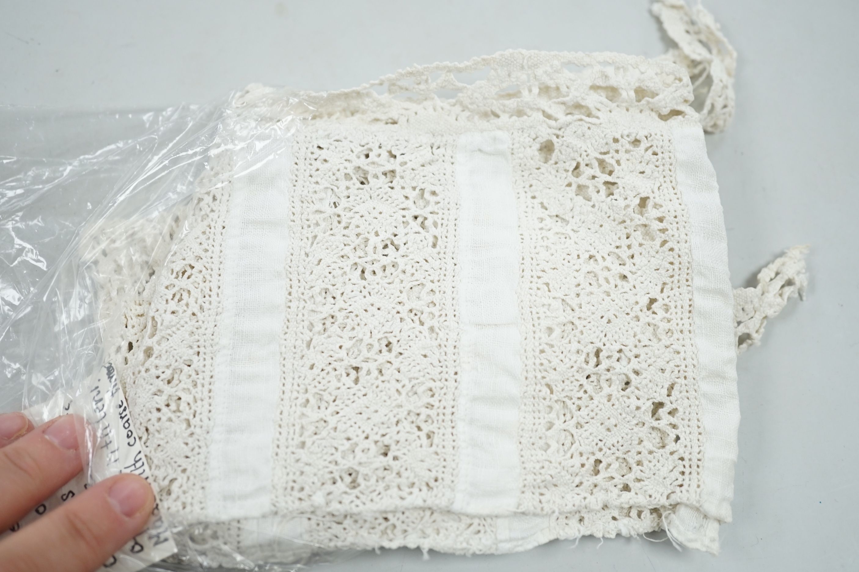 A quantity of needle lace, bobbin lace and machine lace trimmings